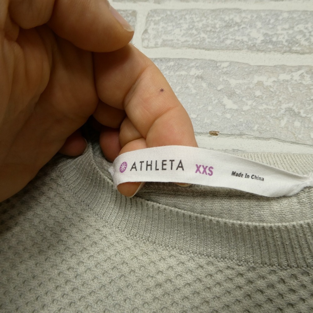 Athleta Sweater Womens 2XS Gray Waffle Knit Merino Wool Blend Soft Feel Athletic - Picture 2 of 7